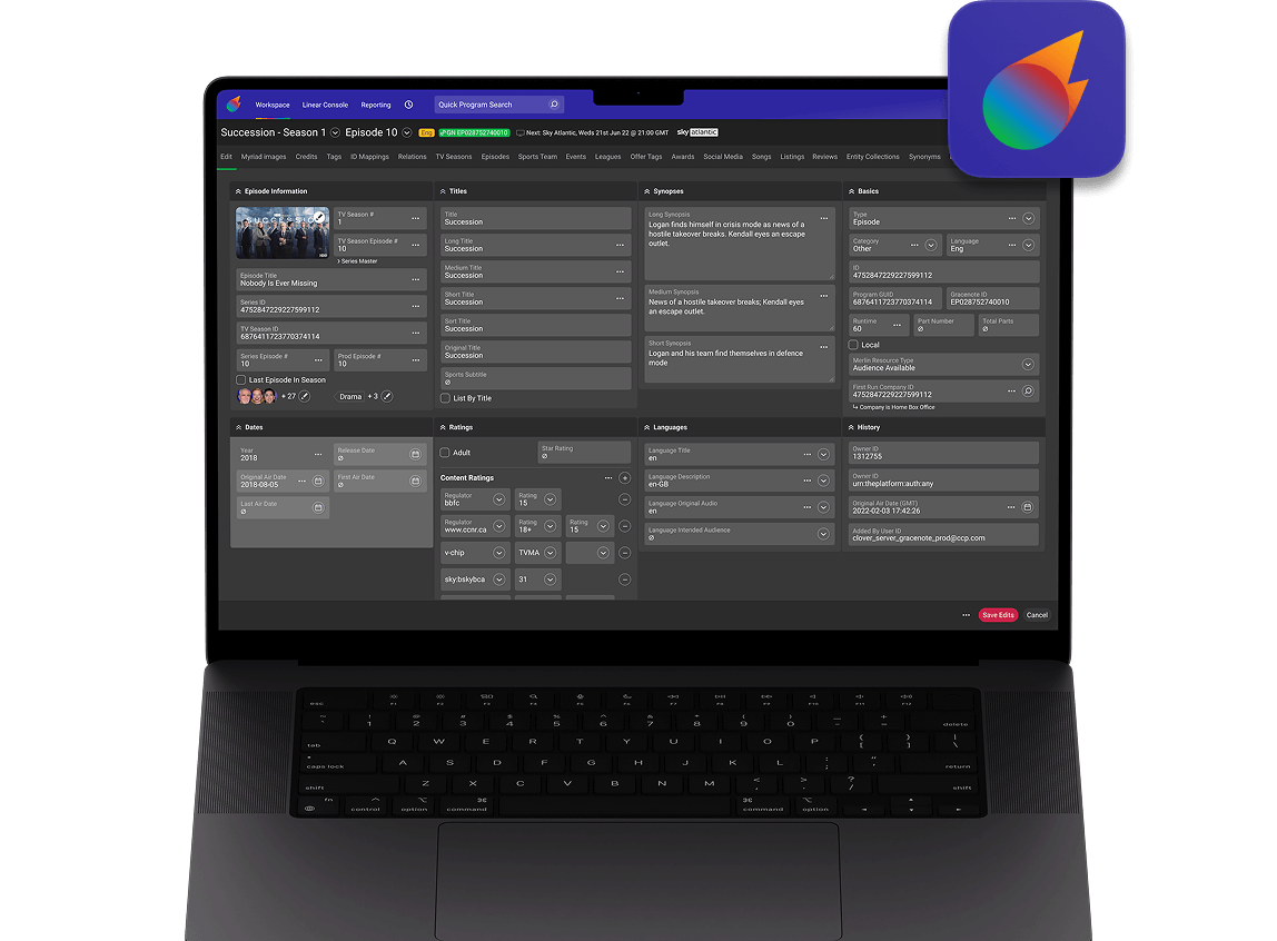 Sky & Comcast product interface