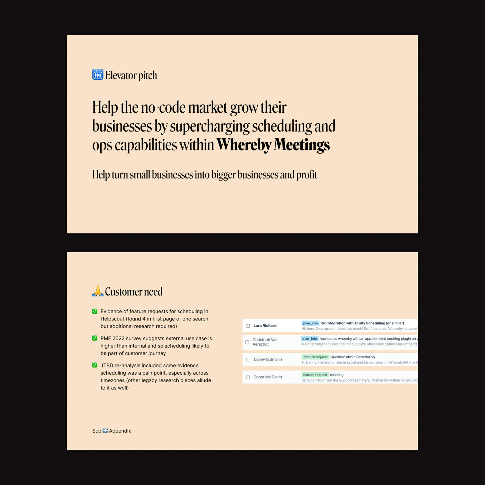 Scheduling feature elevator pitch